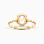 Oval Rose Cut Lab Grown Diamond Ring | 1 CT | Bezel with 4 Prong Setting | Vintage Style Engagement Ring | 14K Gold