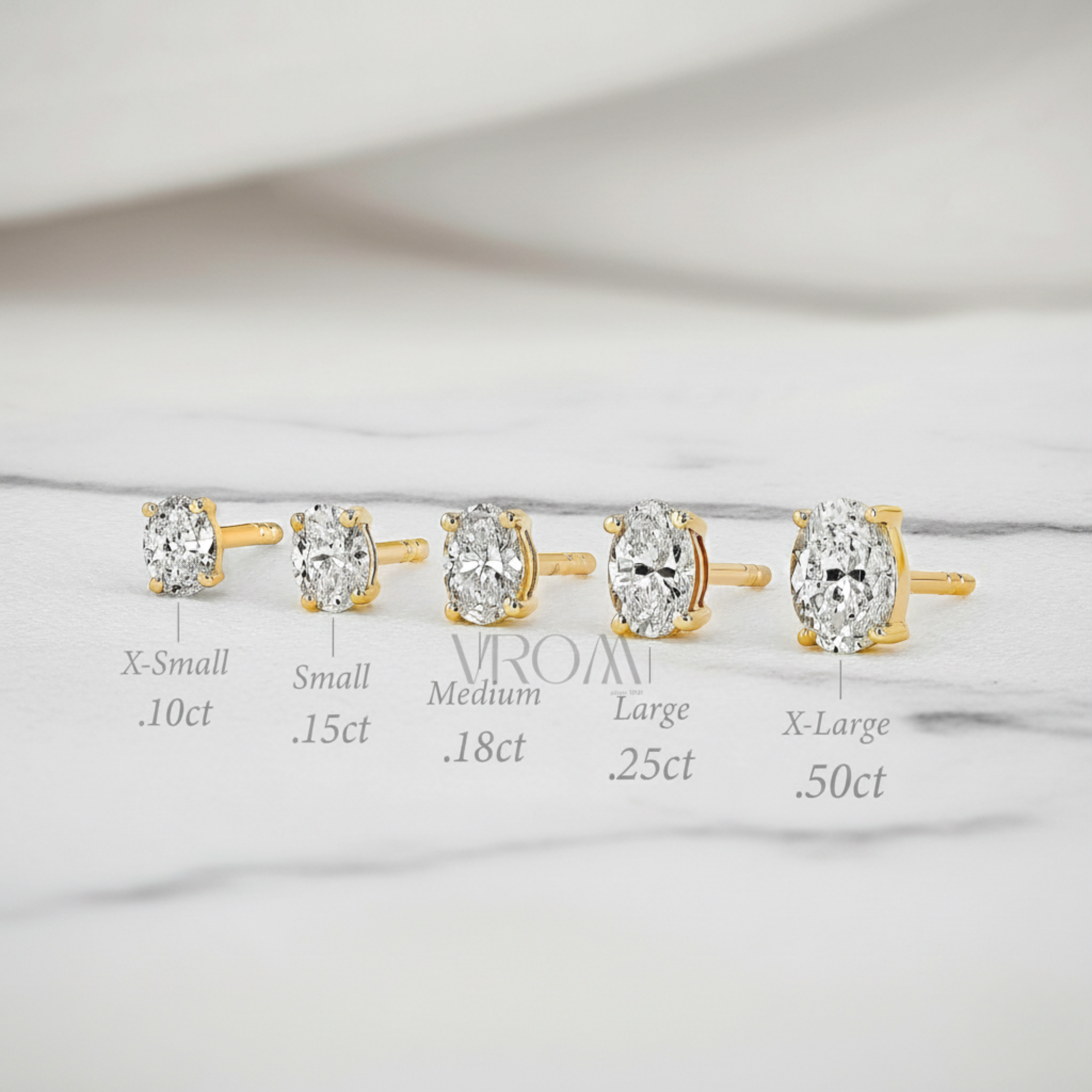 Minimal Oval Solitaire Stud Earrings | Lab Grown Diamond | 14K Yellow Gold Fine Jewelry