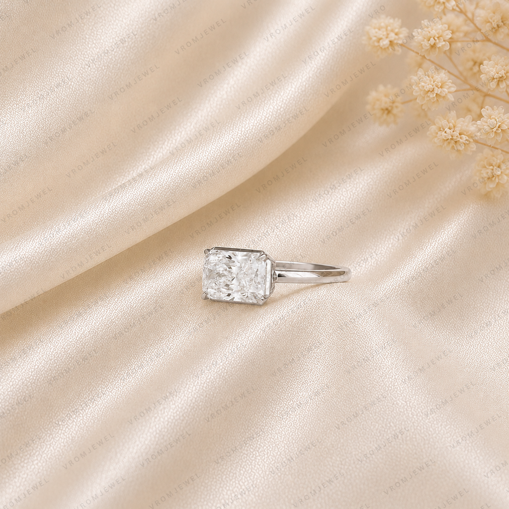 Radiant Engagement Ring | Lab Grown Diamond | Bezel Solitaire | 14K Gold