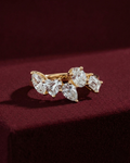 Multi Shape Lab Grown Diamond Ring, Marquise Heart Pear Oval Emerald Diamond Ring, 1.60 Carat Fancy Shape Diamond Band, Unique Diamond Ring