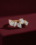 Multi Shape Lab Grown Diamond Ring, Marquise Heart Pear Oval Emerald Diamond Ring, 1.60 Carat Fancy Shape Diamond Band, Unique Diamond Ring