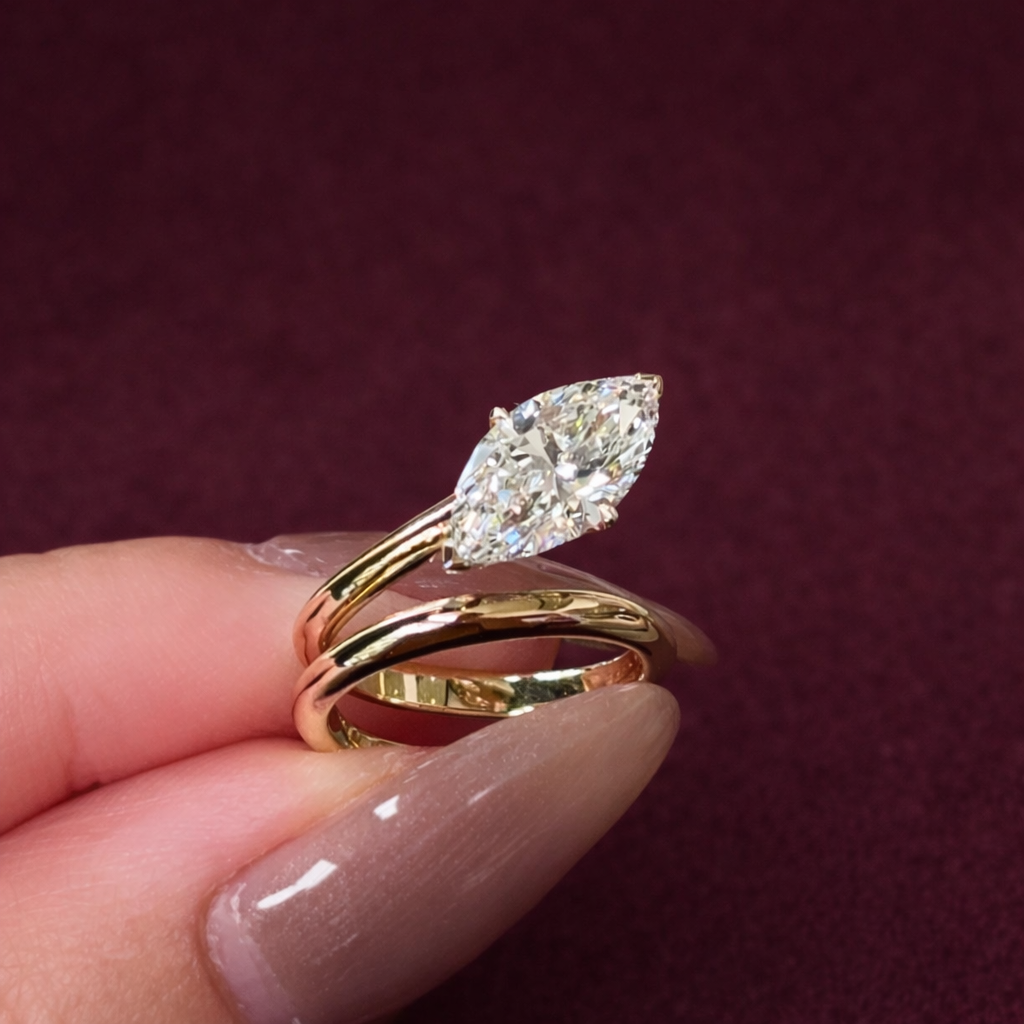 Marquise Diamond Wrap Ring, Marquise Cut Diamond Engagement Ring, Modern Spiral Diamond Ring, Minimalist Marquise Diamond Statement Ring
