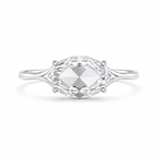 East West Marquise Rose Cut Lab Grown Diamond Ring | 1 CT | Minimalist Thin Band | Modern Solitaire Ring