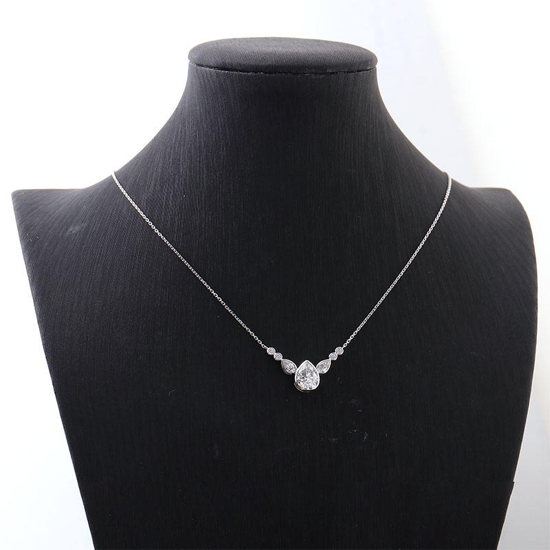 Pear Cut Chevron Pendant Necklace | Lab Grown Diamond | 14K Yellow Gold Minimalist