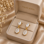 Elegant Pear Shape Lab Grown Diamond Stud Earrings in Solid 14K Gold