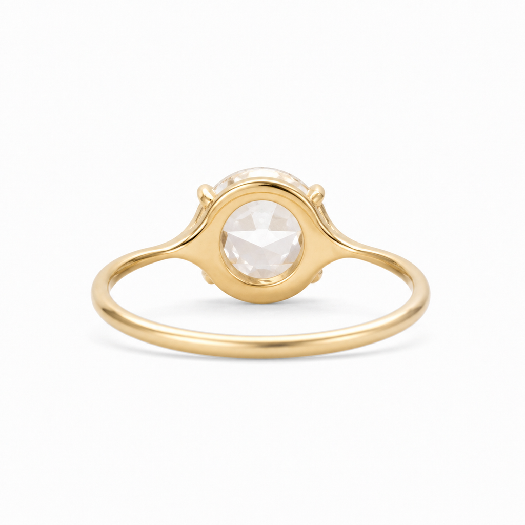 Rose Cut Lab Grown Diamond Minimalist Ring | 1 CT | Tapered Thin Band | Elegant Solitaire Ring | 14k Solid Gold