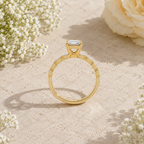 Emerald Cut Lab Grown Diamond Bridal Engagement Ring in Solid 14K Gold