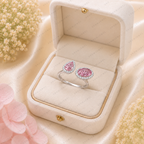 Pink Pear & Oval Lab Grown Diamond Ring, 3 Carat Pink Diamond Ring, Open Bypass Ring, Two Stone Engagement Ring, Halo Diamond Ring, 10K 14K