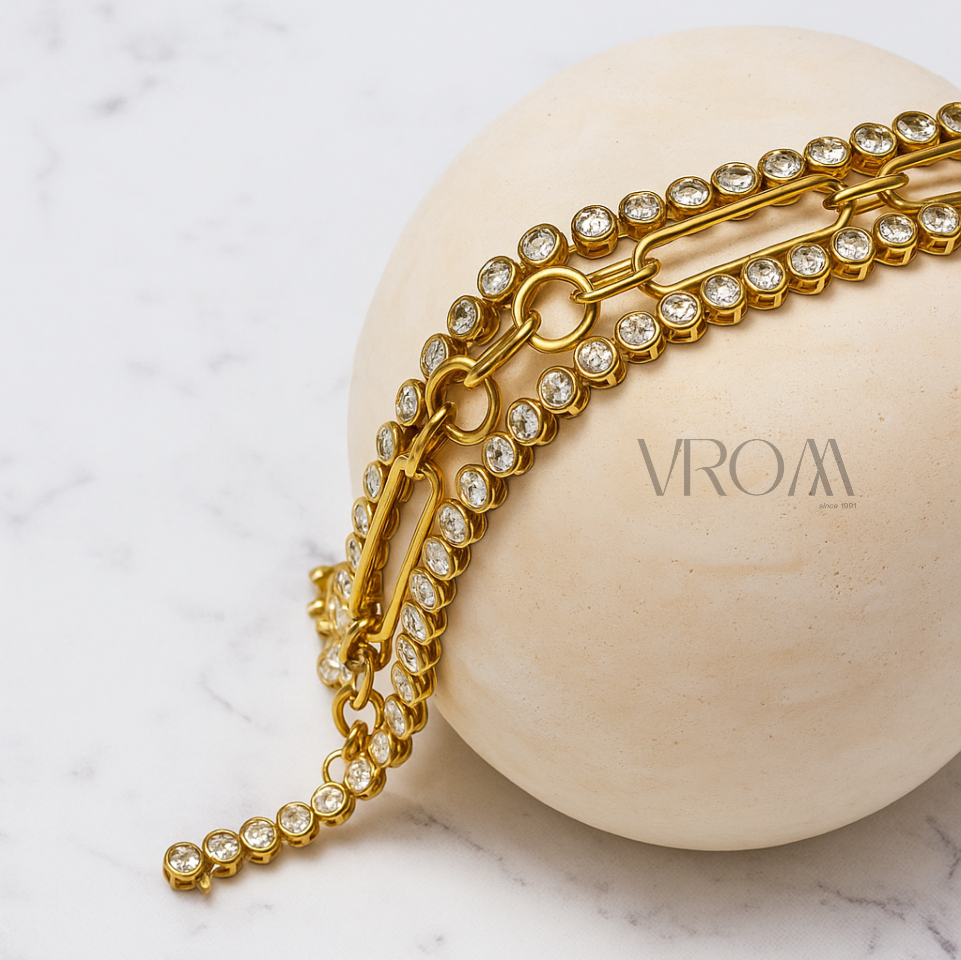 Bezel Set Round Lab Grown Diamond Tennis Bracelet in Solid 14K Gold