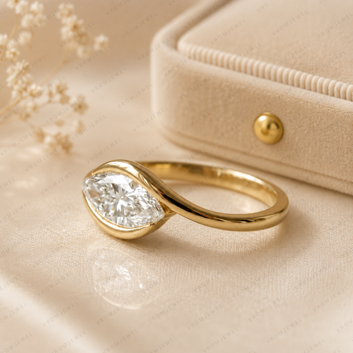 Marquise Diamond Engagement Ring, Marquise Lab Grown Diamond Ring, Solitaire Diamond Ring, Gold Marquise Ring, Minimalist Promise Ring