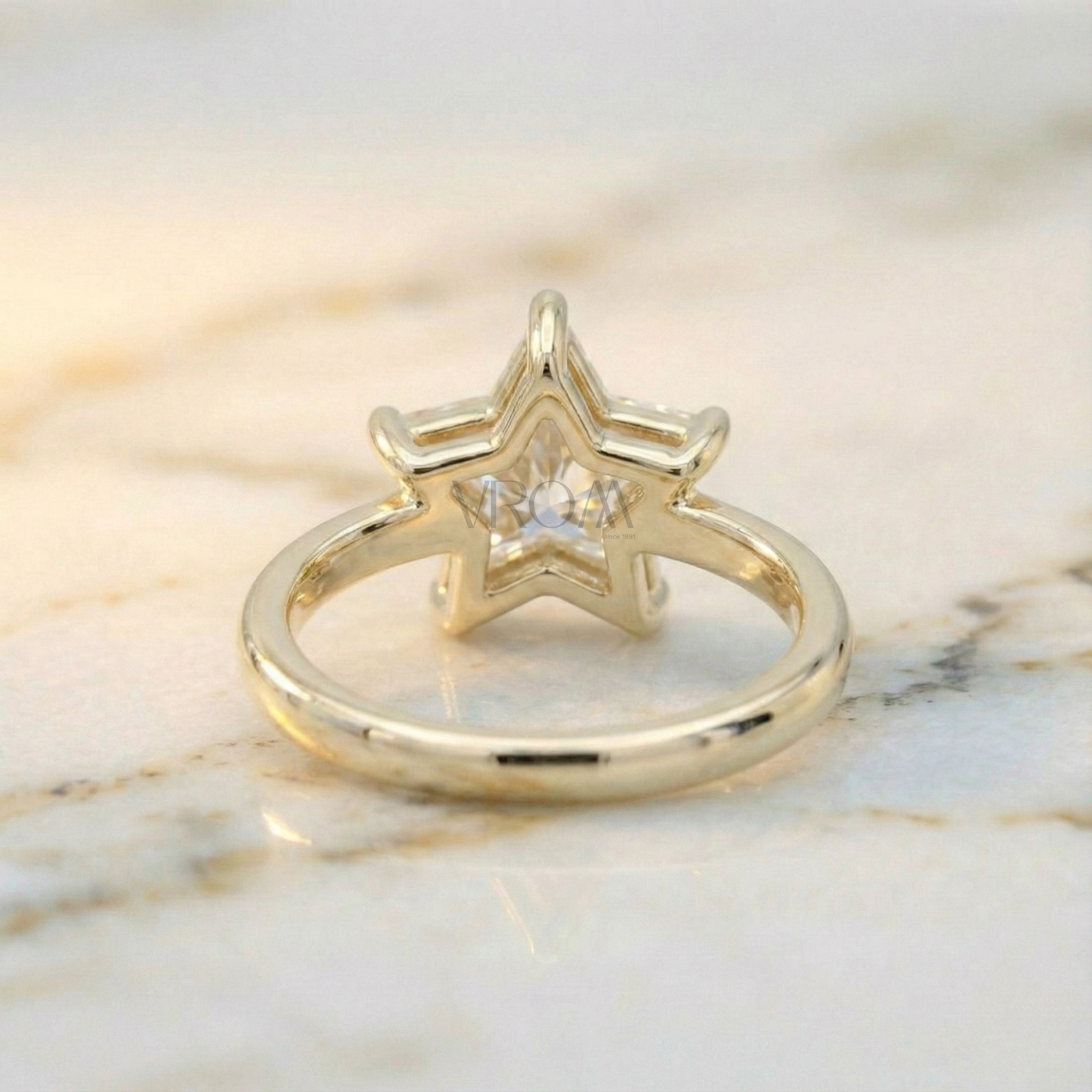 Star Cut Diamond Ring Modern Design | Lab Grown Diamond | 14K Yellow Gold