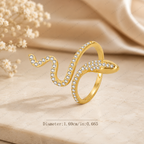 Snake Lab Grown Diamond Ring, Diamond Snake Ring, Serpent Wrap Ring, Solid Gold Snake Ring, Open Wrap Ring, Minimalist Statement Ring