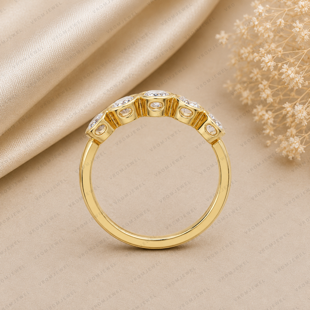 Oval Lab Grown Diamond 5-Stone Bezel Set Wedding Band
