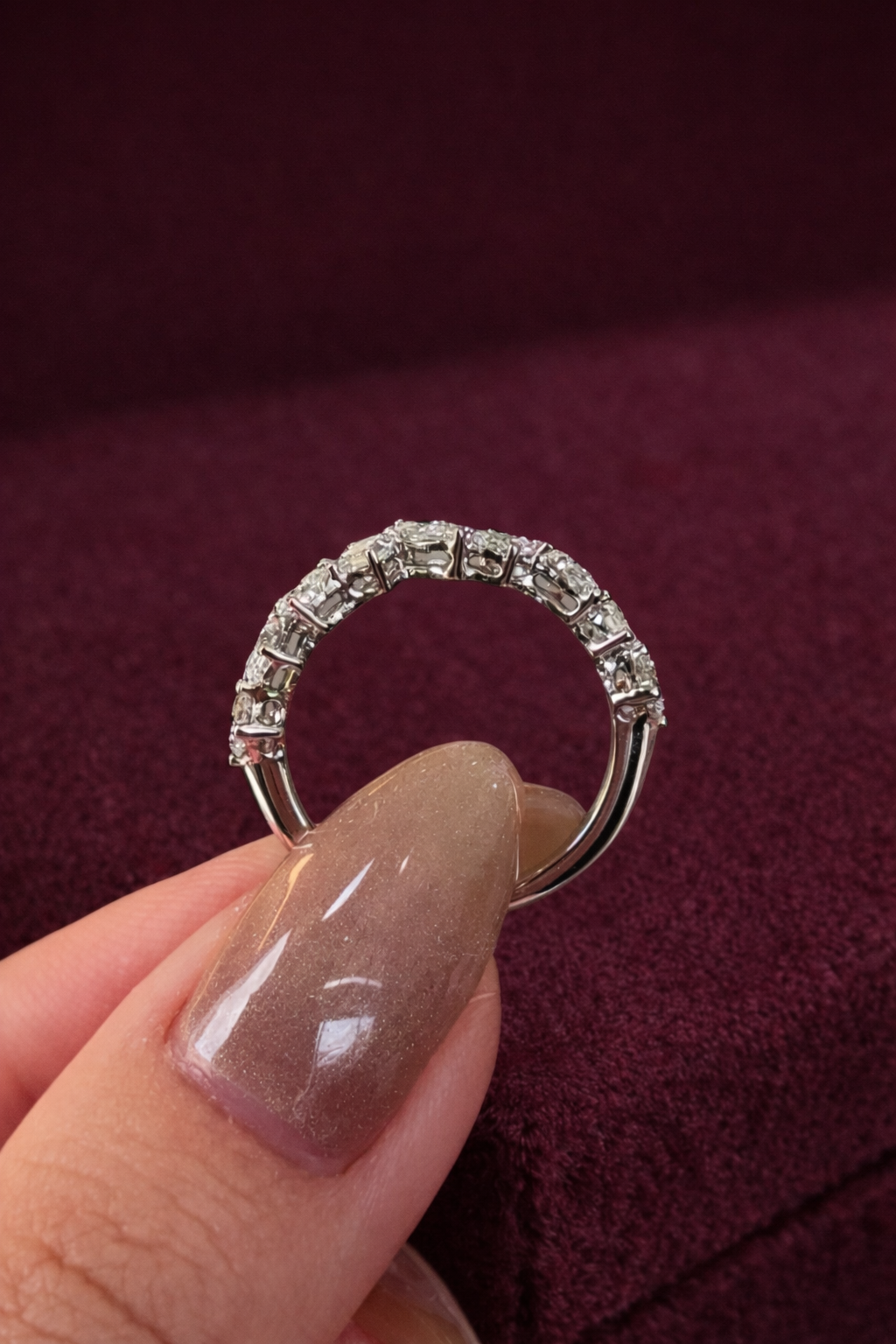 Mixed Shape Diamond Band, Pear Marquise Oval Emerald Diamond Ring, Unique Diamond Wedding Band, Modern Diamond Anniversary Ring