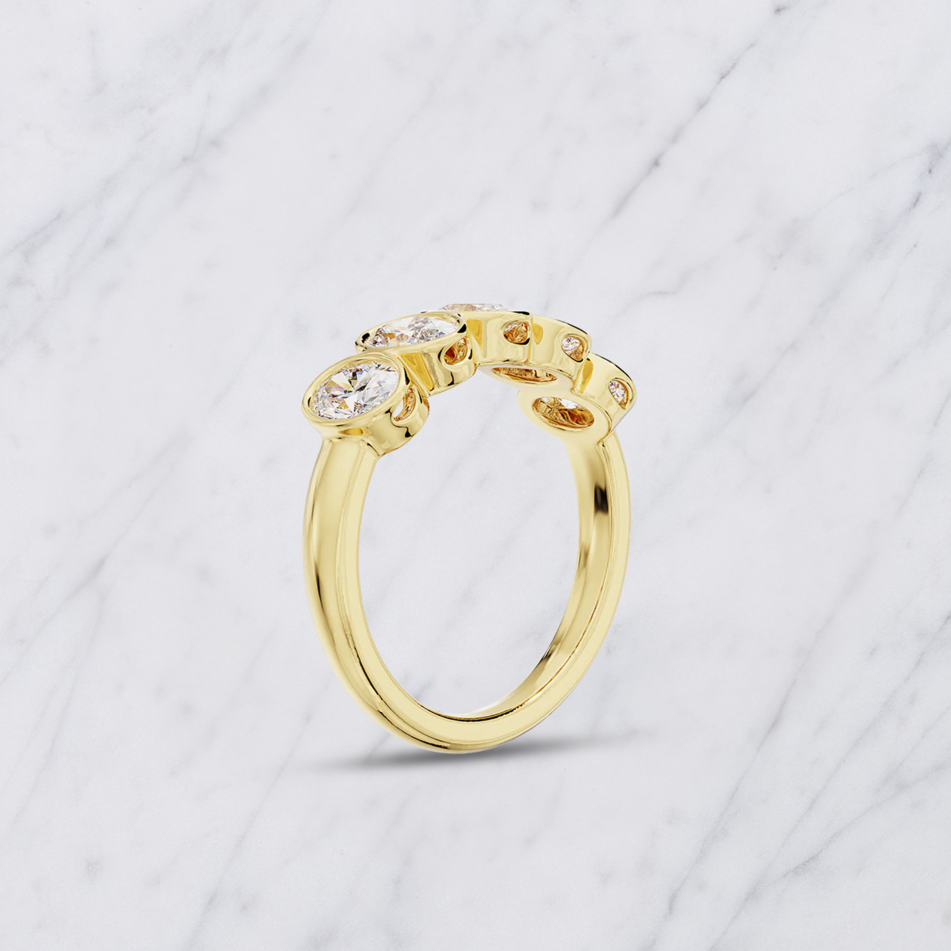 Oval Lab Grown Diamond 5-Stone Bezel Set Wedding Band