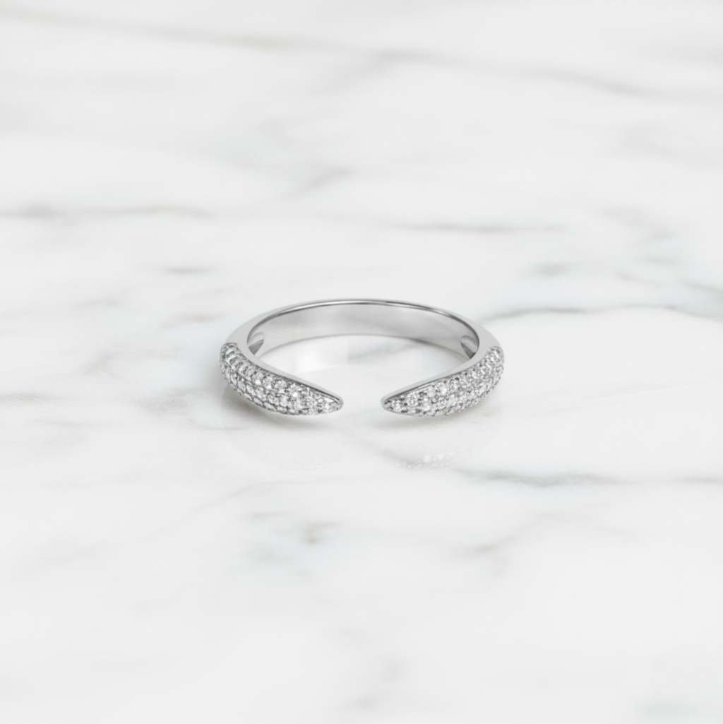 Pavé Wrap Ring Open Curve Design | Lab Grown Diamond | 14K Yellow Gold