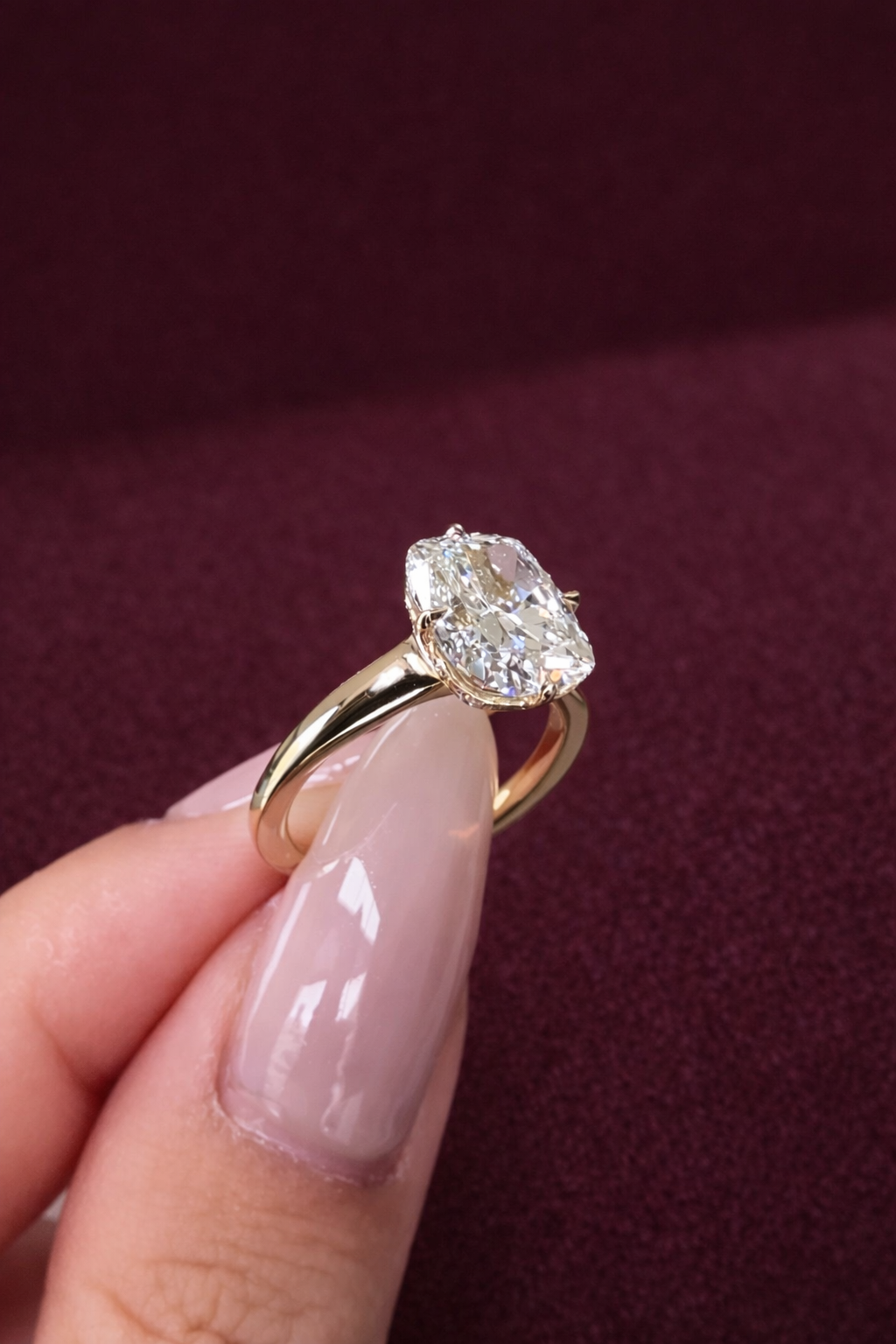 Cushion Cut Diamond Halo Engagement Ring, Cushion Diamond Ring with Round Halo, Classic Cushion Halo Ring, Luxury Diamond Engagement Ring