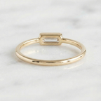 East West Baguette Bezel Set Ring | Lab Grown Diamond | 14K Yellow Gold Minimalist Band