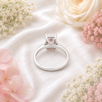 Pink Emerald Cut Lab Grown Diamond Engagement Ring, Minimalist Solitaire Ring, Pink Diamond Ring, 4 Prong Setting, 10K 14K 18K Gold