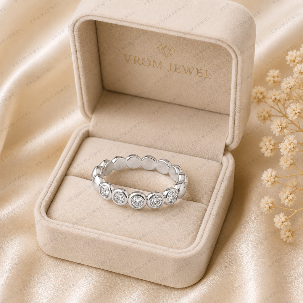 Bezel Set Diamond Eternity Band | Lab Grown | 14K Gold Anniversary Ring