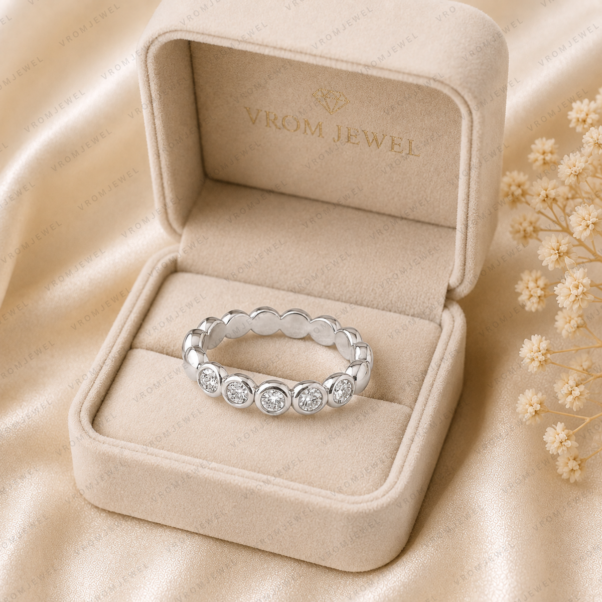 Bezel Set Diamond Eternity Band | Lab Grown | 14K Gold Anniversary Ring