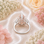 10 Carat Pink Pear Lab Grown Diamond Engagement Ring, Triangle Diamond Accents, Pink Pear Shape Ring, Statement Bridal Ring