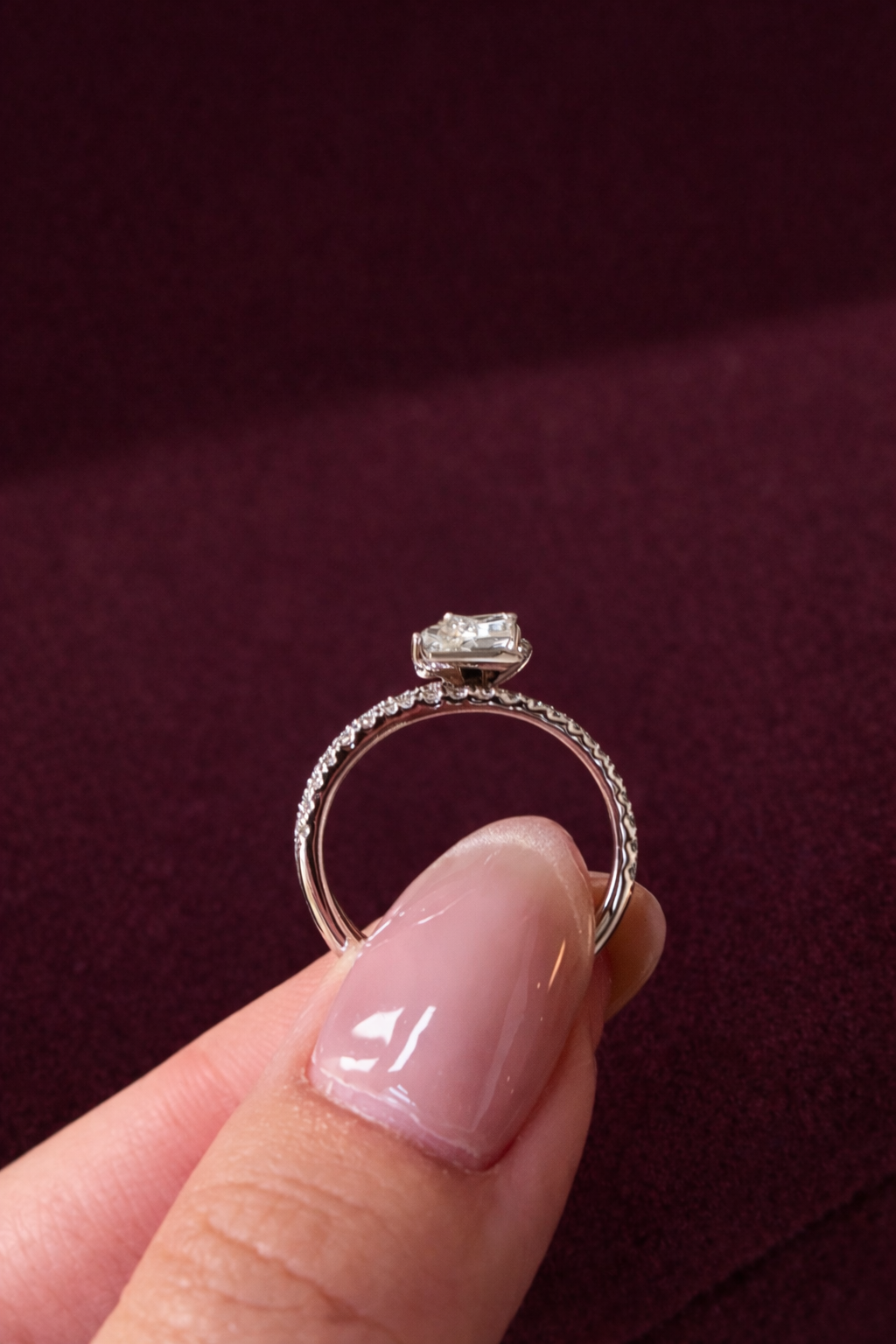 Kite Shape Lab Grown Diamond Engagement Ring, Kite Diamond Halo Ring, Geometric Diamond Bypass Ring, Unique Modern Proposal Ring, Gift Her