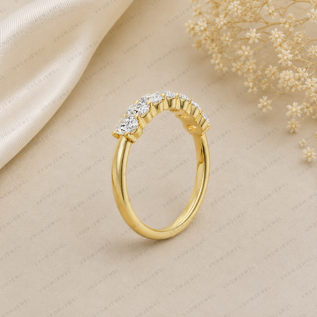 Oval Lab Grown Diamond Anniversary Band in Solid 14K Gold