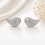 Angel Wings Stud Earrings, Lab Grown Diamond Wing Earrings, Guardian Angel Earrings, Solid Gold Stud Earrings, Minimalist Diamond Earrings