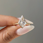 Modern Kite Cut Bezel Setting Engagement Ring | Lab Grown Diamond | 14K Yellow Gold