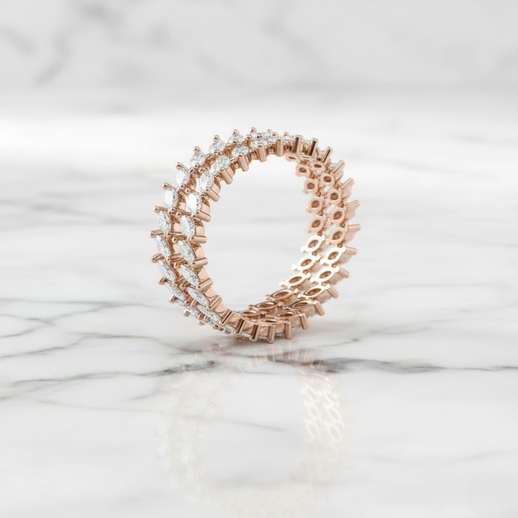 Marquise Wrap Around Ring | Lab Grown Diamond | 14K Yellow Gold Contemporary Look
