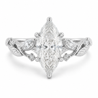 Marquise Diamond Nature Inspired Ring, Marquise Lab Grown Diamond Ring, Floral Diamond Engagement Ring, Leaf Inspired Gold Ring, Unique Ring