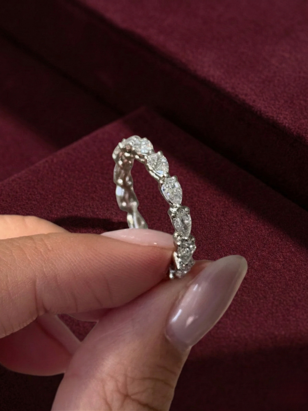 Pear Lab Grown Diamond Full Eternity Band, Pear Diamond Wedding Band, 2.20 Carat Diamond Eternity Ring, Pear Diamond Anniversary Band