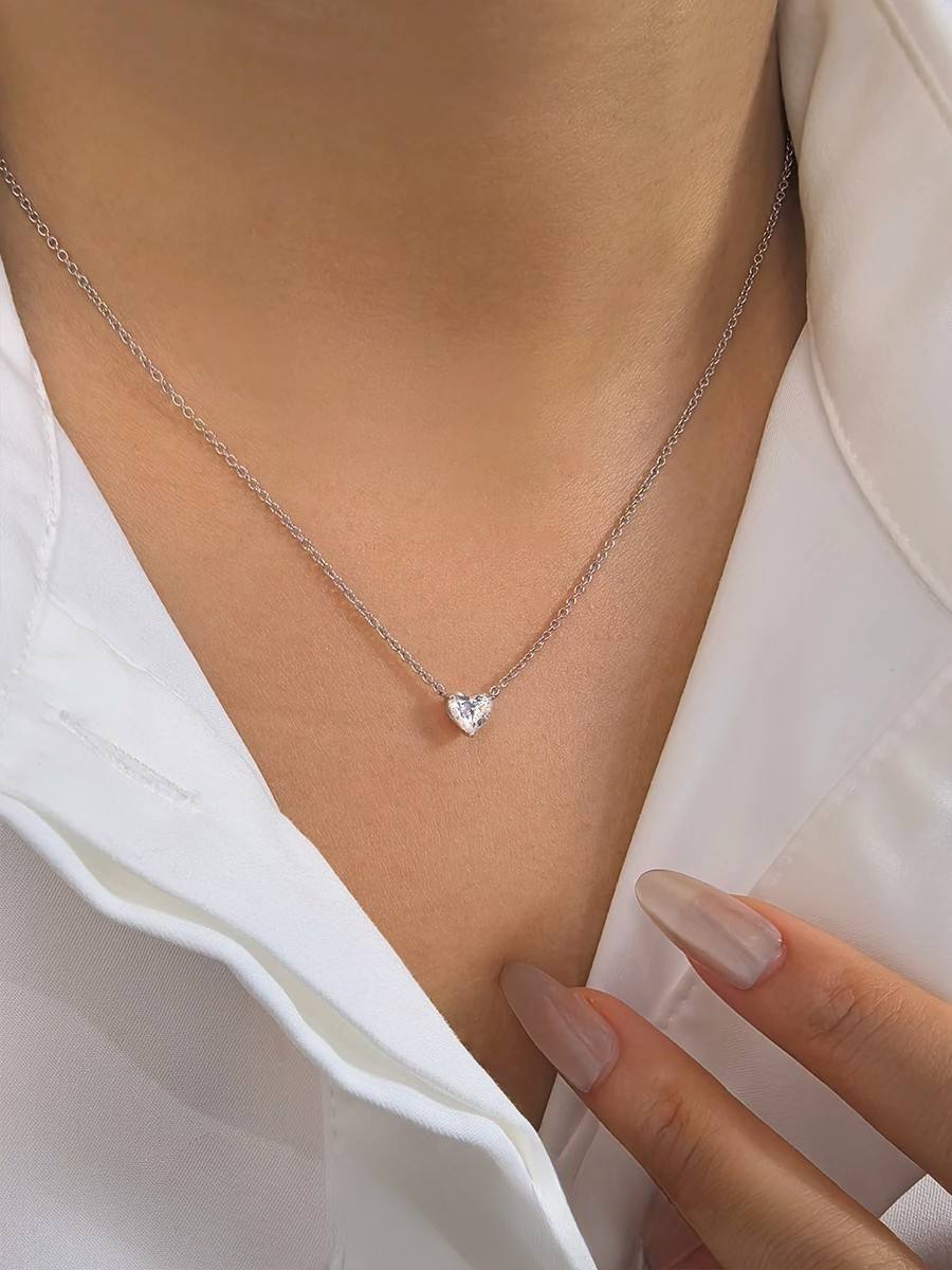 Dainty Heart Pendant Necklace | Lab Grown Diamond | 14K Yellow Gold Minimal Style