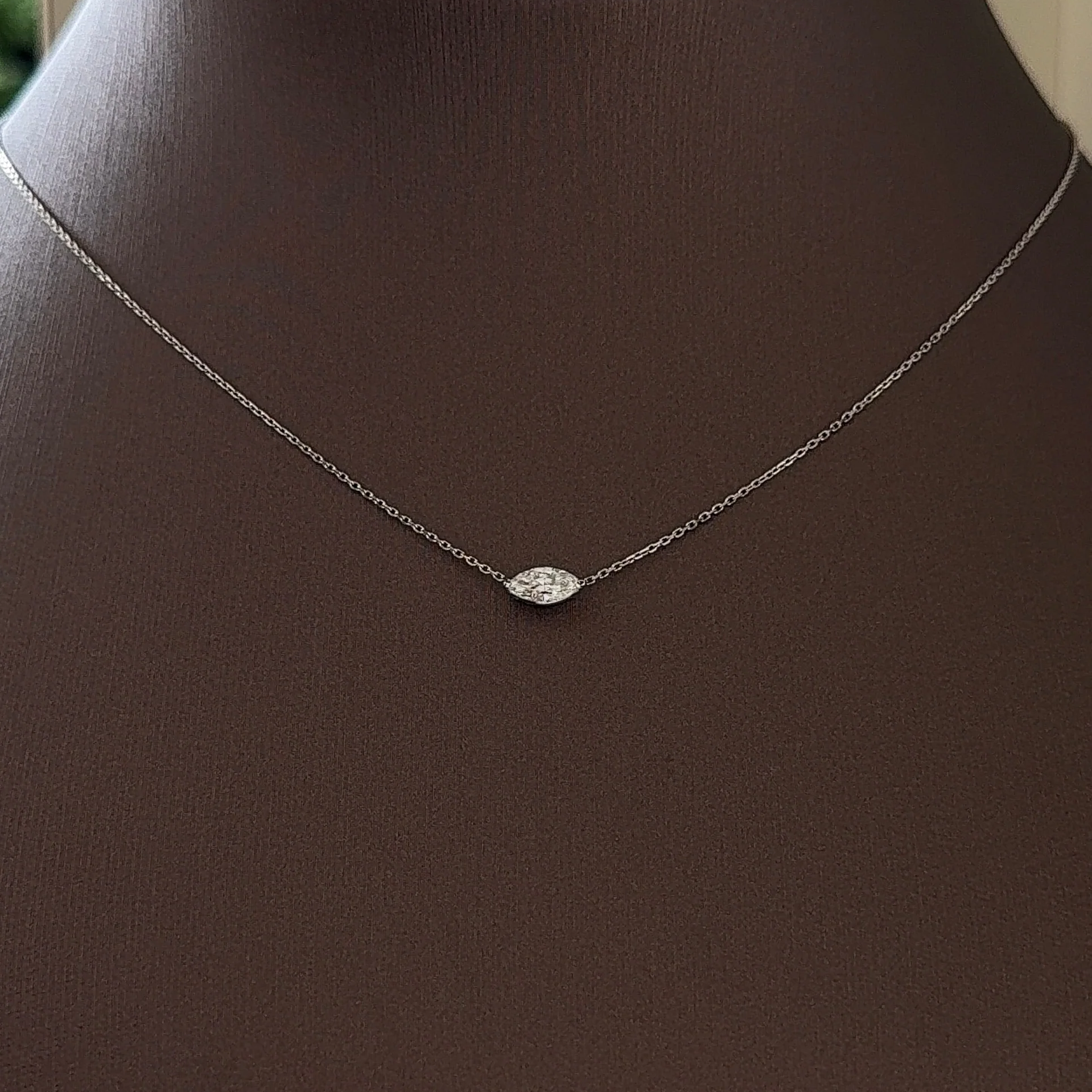 Marquise East West Pendant Necklace | Lab Grown Diamond | 14K Yellow Gold Minimalist