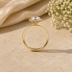 Round Shape Lab Grown Diamond Halo Engagement Ring in Solid 14K Gold