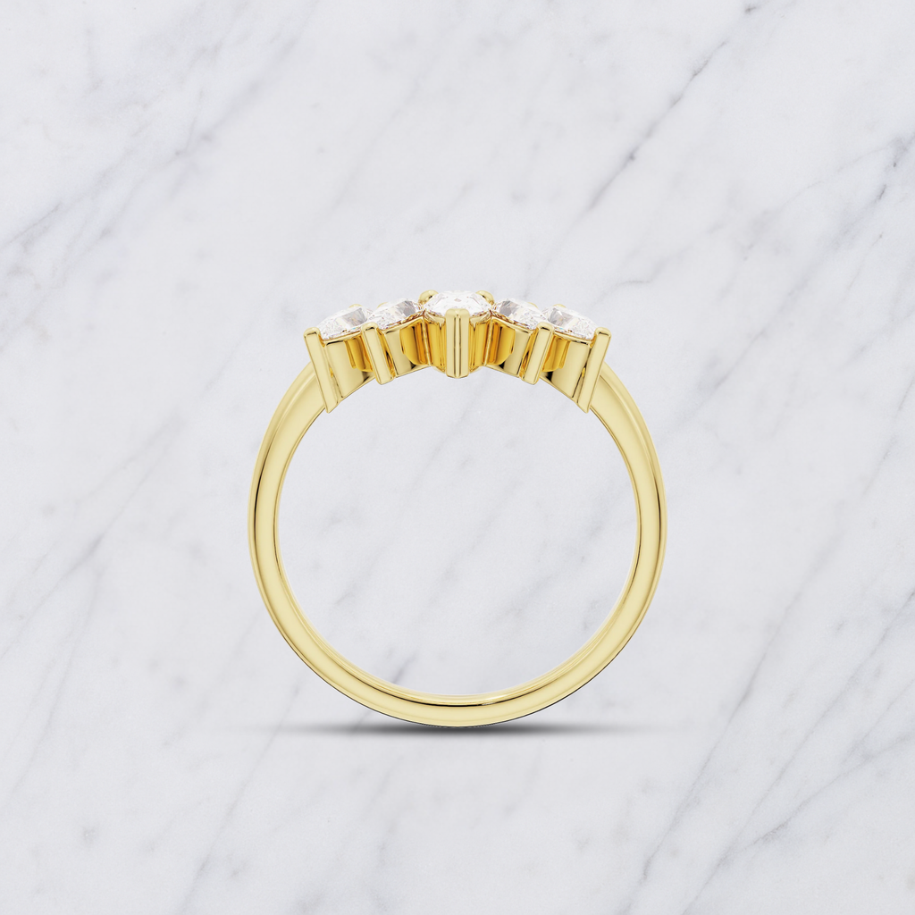 Curved Lab Grown Diamond Band with Pear and Round Stones – Bridal Ring