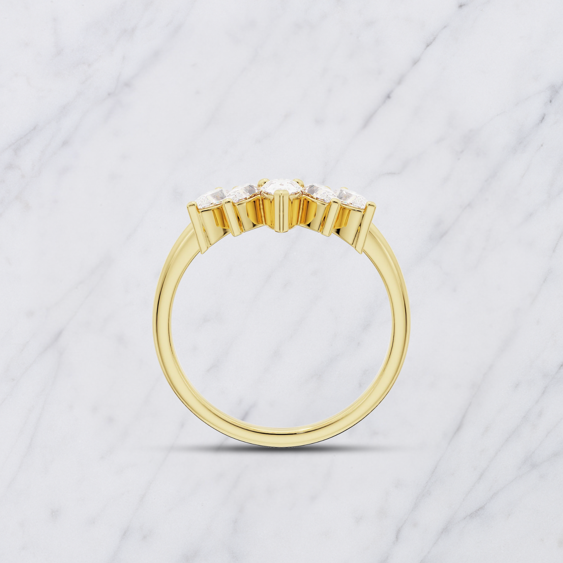 Curved Lab Grown Diamond Band with Pear and Round Stones – Bridal Ring