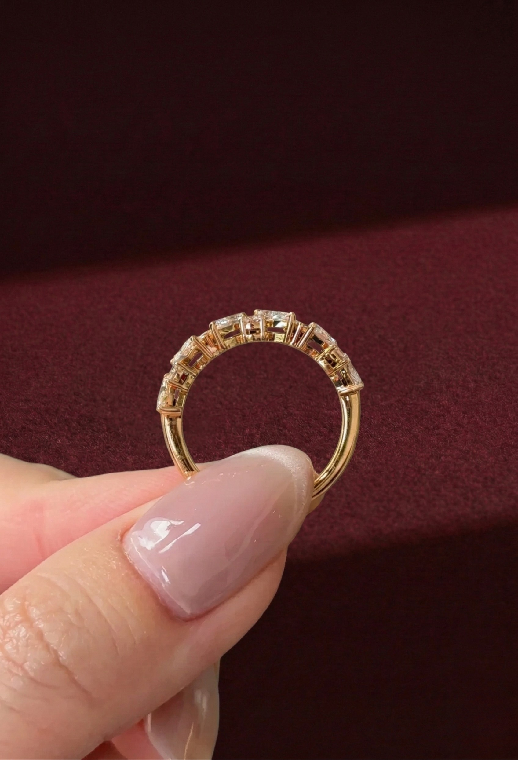 Marquise & Round Lab Grown Diamond Band, 1.15 Carat Mixed Shape Diamond Ring, Marquise Diamond Wedding Band, Unique Diamond Anniversary Ring