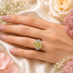 5.00 Carat Yellow Radiant Lab Grown Diamond Ring, Yellow Diamond Engagement Ring, Baguette Diamond Accents, Statement Ring, 10K 14K 18K Gold