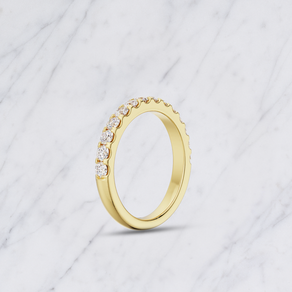 Round Lab Grown Diamond Half Eternity Wedding Band in Solid 14K Gold