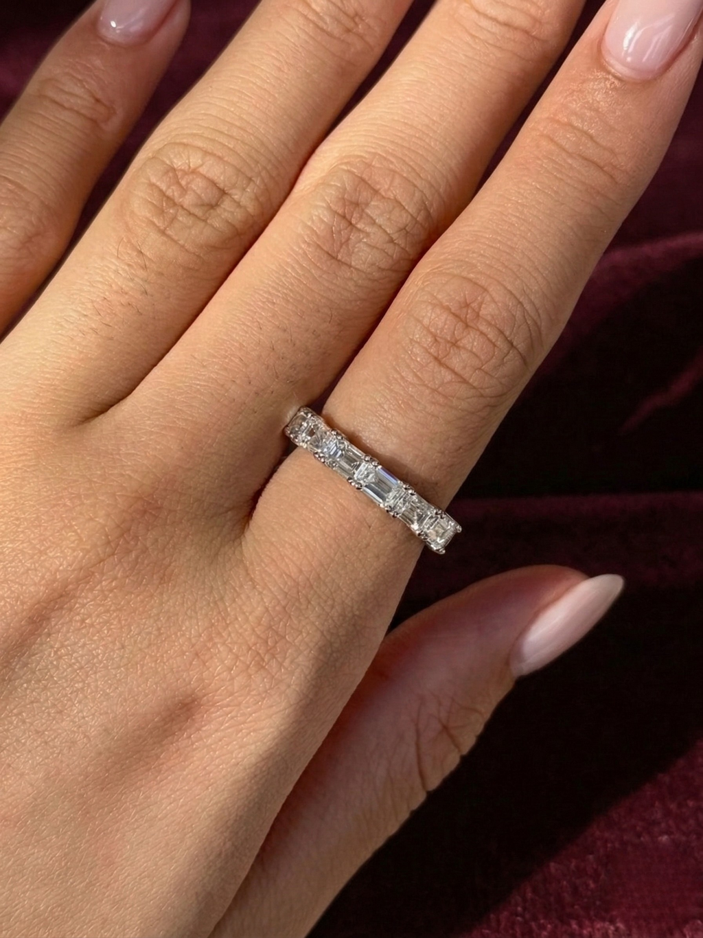 East West Emerald Cut Lab Grown Diamond Half Eternity Band, 2.31 Carat Emerald Diamond Wedding Band, East West Diamond Anniversary Ring