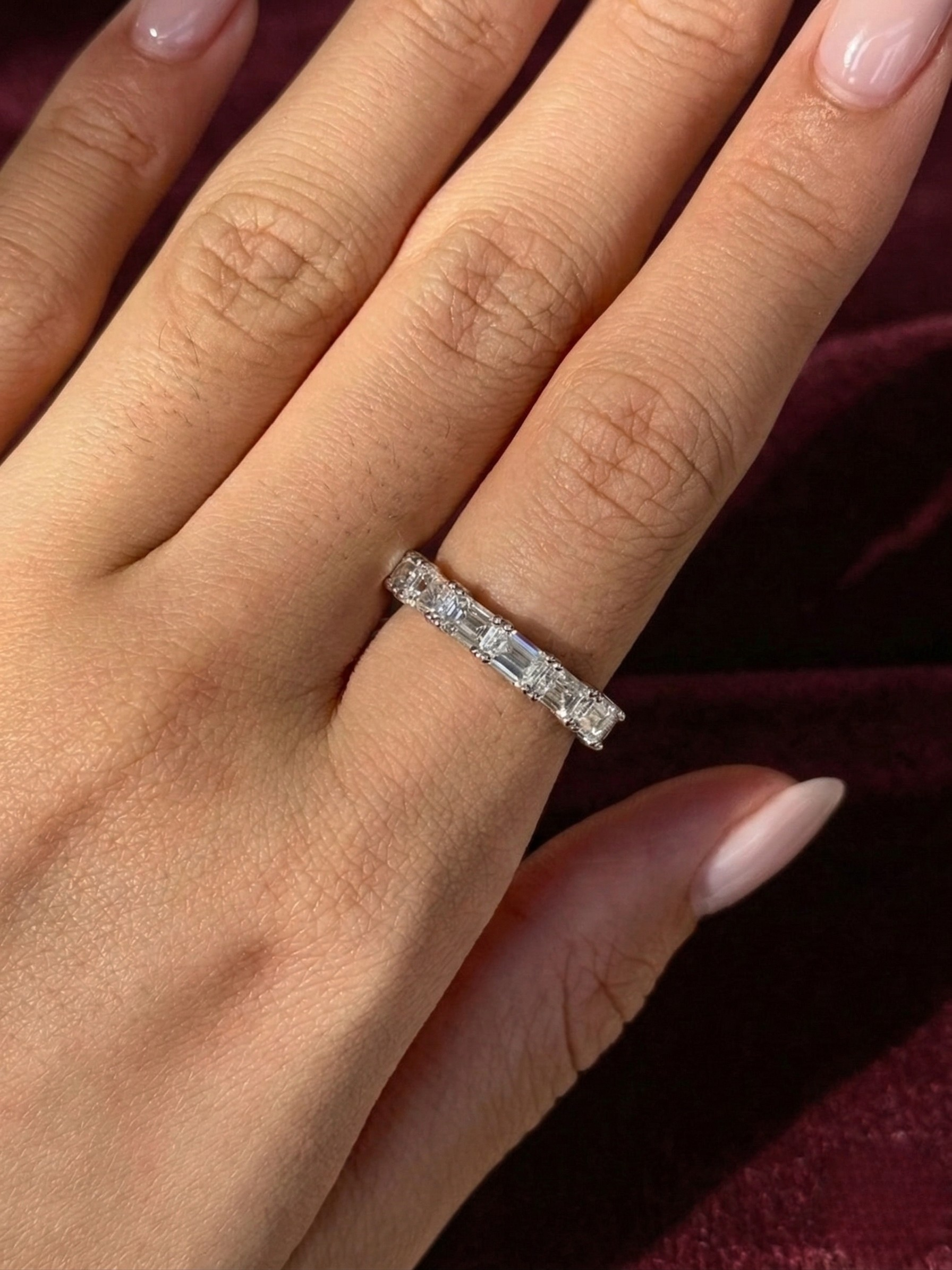 East West Emerald Cut Lab Grown Diamond Half Eternity Band, 2.31 Carat Emerald Diamond Wedding Band, East West Diamond Anniversary Ring