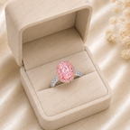5 Carat Pink Oval Lab Grown Diamond Halo Engagement Ring, Oval Diamond Ring, IGI Certified, 10K 14K 18K Gold