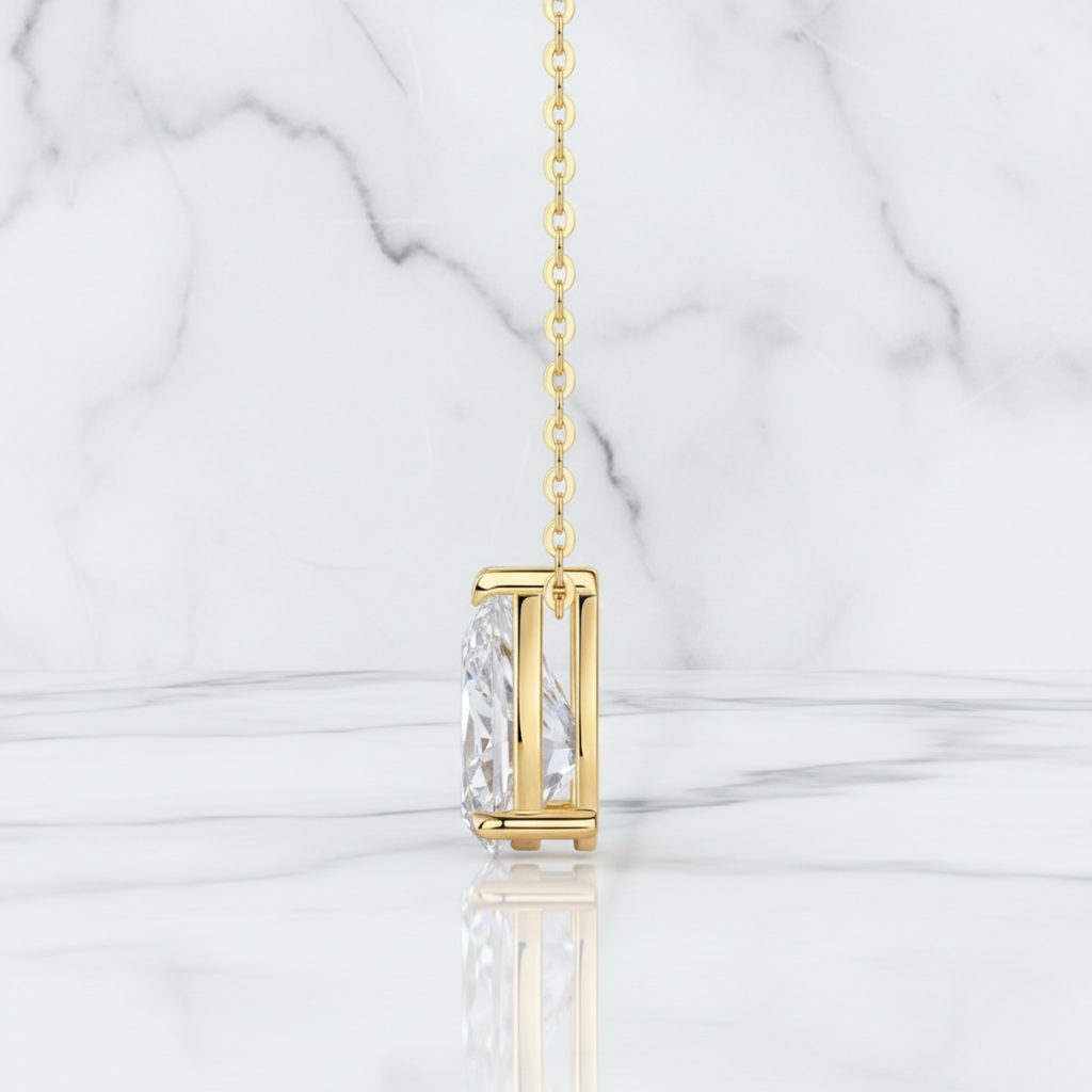 Dainty Pear Pendant Necklace | Lab Grown Diamond | 14K Yellow Gold Modern Style