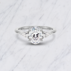 Lab Diamond Engagement Ring: 1.00ct Oval, Pear Side Stones
