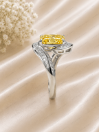 Yellow Radiant Lab Grown Diamond Ring, Radiant Cut Statement Ring, Modern Bypass Engagement Ring, Solid Gold Diamond Ring, Yellow Diamond
