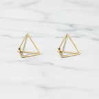 Triangle Pyramid Earrings Contemporary Style | Lab Grown Diamond | 14K Yellow Gold