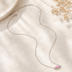 Pink Marquise Lab Grown Diamond Necklace, Marquise Diamond Pendant, Pink Diamond Necklace, Solid Gold Necklace, Minimalist Diamond Necklace