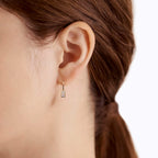 Geometric Rectangle Box Drop Earrings | Lab Grown Diamond | 14K Yellow Gold Modern Style